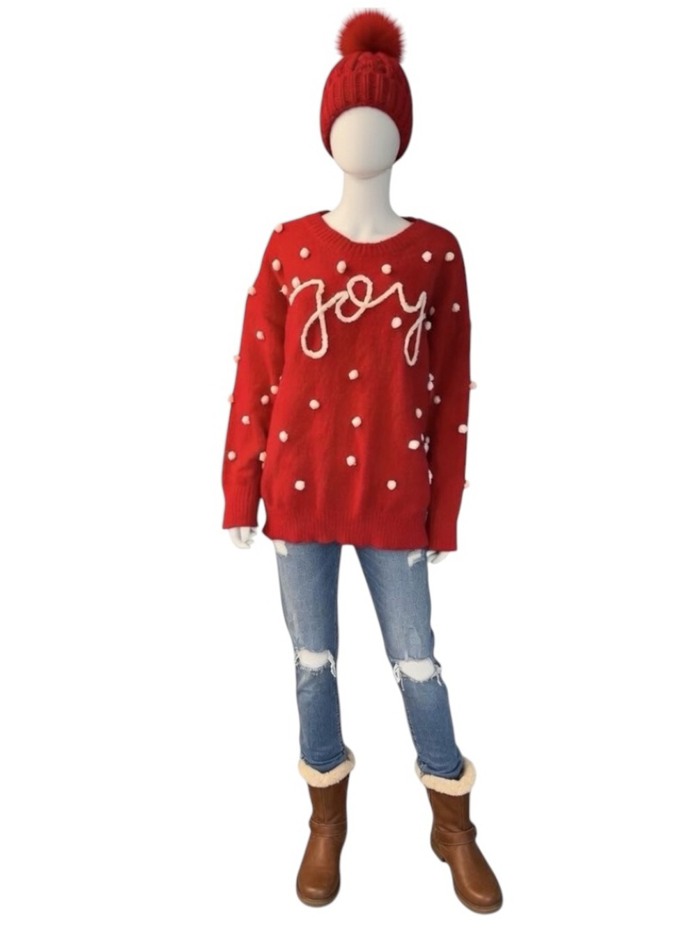 AND THE WHY holiday JOY Pom Pom sweater plus combo size 1X/2X, 2X/3X